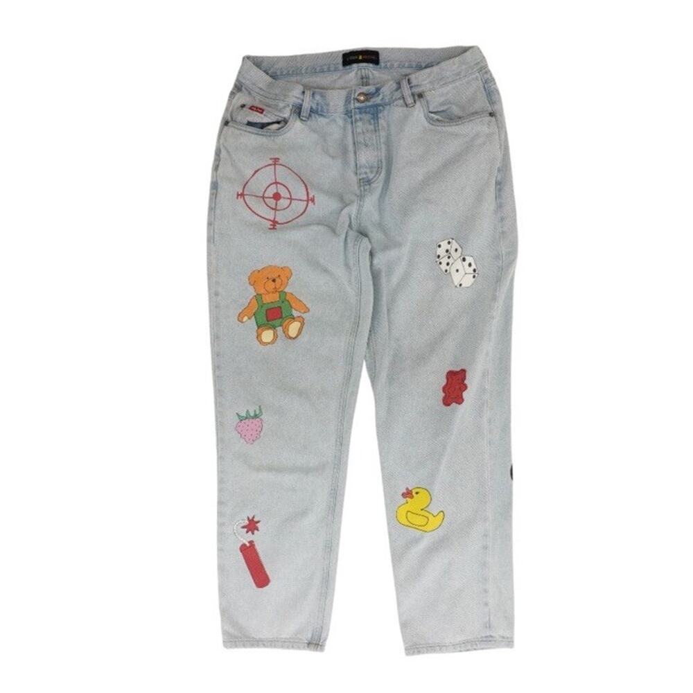 Teddy Fresh, Doodle ,Screen Printed ,Jeans by Hila Klein, Size 34 X 32